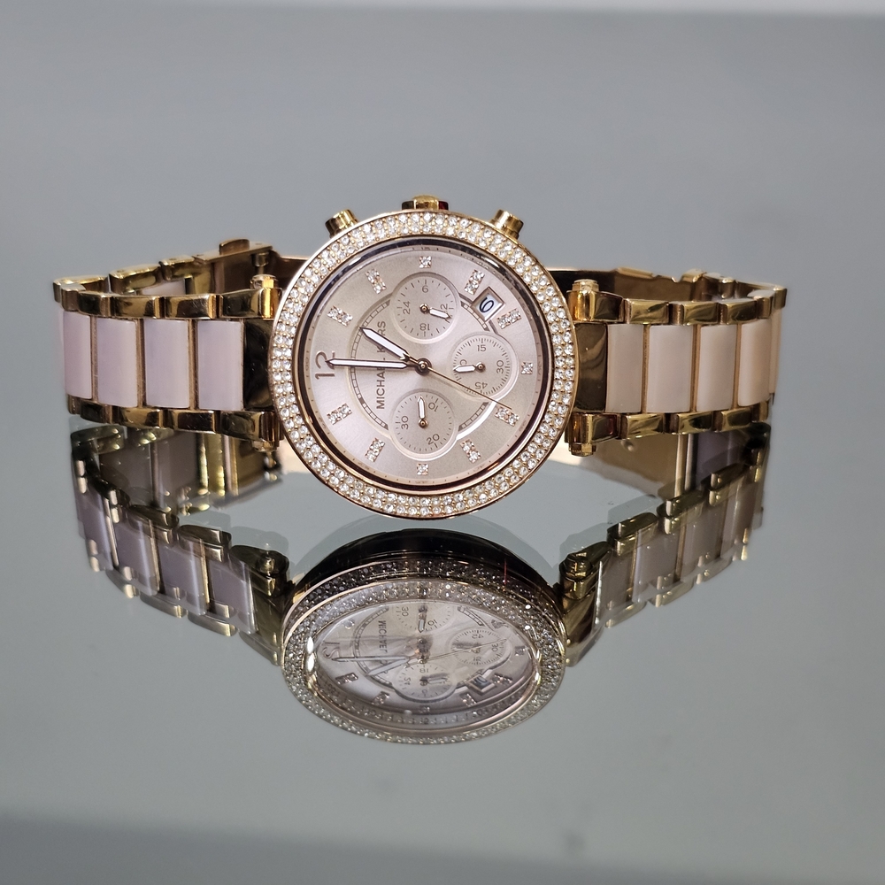 Michael Kors MK5896 Parker Blush Dial Rose Gold Watch Box & Manual